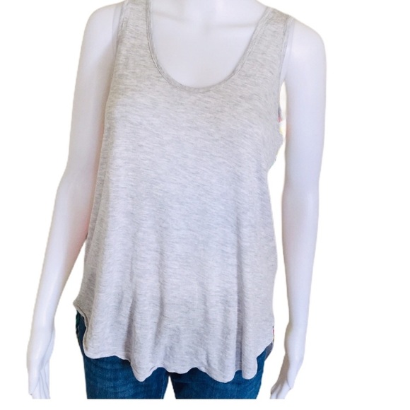 MERONA Floral Mixed Media Sleeveless Tank/Top With Scoop Neck Grey Size Small - Picture 4 of 15